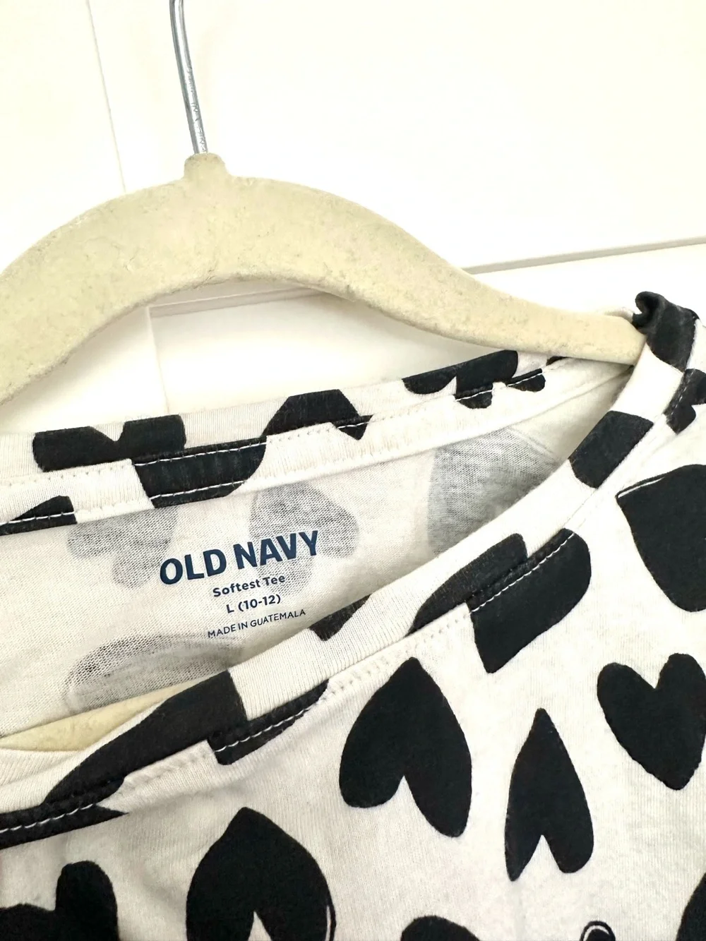 Old Navy Cream Sweater with Black Heart Print